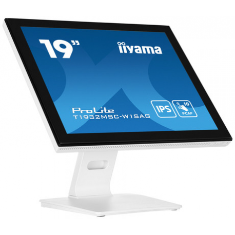 iiyama ProLite T1932MSC-W1SAG - LCD monitor - 19" - touchscreen - 1280 x 1024 - IPS - 250 cd / m² - 1000:1 - 14 ms - HDMI, VGA, DisplayPort - speakers - matt white - 1