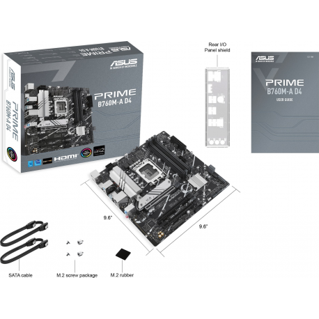 ASUS PRIME B760M-A D4-CSM - Motherboard - micro ATX - LGA1700 Socket - B760 Chipset - USB 3.2 Gen 1, USB 3.2 Gen 2, USB-C 3.2 Gen 1 - 2.5 Gigabit LAN - onboard graphics (CPU required) - HD Audio (8-channel) - 6