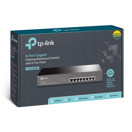 TP-Link TL-SG1008MP V4 - Switch - unmanaged - 8 x 10 / 100 / 1000 (PoE+) - desktop, rack-mountable - PoE+ (153 W) - 4