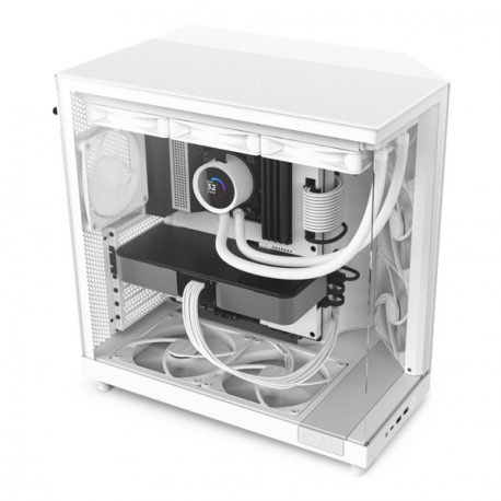 NZXT H series H6 Flow - Mid tower - ATX - windowed side panel (tempered glass) - no power supply - matt white - USB/Audio - 14