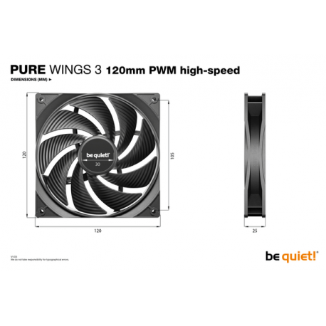 be quiet! Pure Wings 3 - High Speed - case fan - 120 mm - black - 1