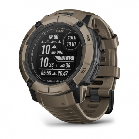 Garmin Instinct 2X Solar - Tactical Edition - 50 mm - fiber-reinforced polymer - Yes smart watch with band - wrist size: 145-228 mm - monochrome - 64 MB - Bluetooth, ANT+ - 67 g - coyote tan - 0