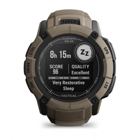 Garmin Instinct 2X Solar - Tactical Edition - 50 mm - fiber-reinforced polymer - Yes smart watch with band - wrist size: 145-228 mm - monochrome - 64 MB - Bluetooth, ANT+ - 67 g - coyote tan - 5
