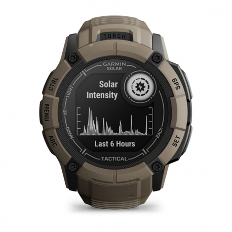 Garmin Instinct 2X Solar - Tactical Edition - 50 mm - fiber-reinforced polymer - Yes smart watch with band - wrist size: 145-228 mm - monochrome - 64 MB - Bluetooth, ANT+ - 67 g - coyote tan - 9
