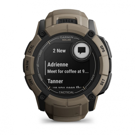 Garmin Instinct 2X Solar - Tactical Edition - 50 mm - fiber-reinforced polymer - Yes smart watch with band - wrist size: 145-228 mm - monochrome - 64 MB - Bluetooth, ANT+ - 67 g - coyote tan - 10