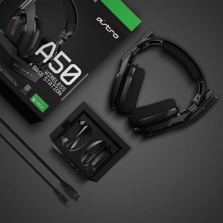 ASTRO A50 + Base Station - For Xbox One - headset - full size - 2.4 GHz - wireless - with ASTRO Wireless XB1 5 GHz Base Station Transmitter / Charging Stand - for Xbox One, Xbox One S, Xbox One X - 12