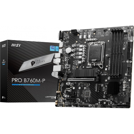 MSI PRO B760M-P - Motherboard - micro ATX - LGA1700 Socket - B760 Chipset - USB 3.2 Gen 1, USB-C 3.2 Gen2 - Gigabit LAN - onboard graphics (CPU required) - HD Audio (8-channel) - 0