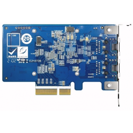 QNAP QXG-10G2T - Network adapter - PCIe 3.0 x4 low profile - 100M / 1G / 2.5G / 5G / 10 Gigabit Ethernet x 2 - for QNAP QGD-1600 - 5