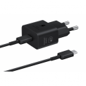Samsung EP-T2510X - Power adapter - with data cable - 25 Watt - 3 A - PD 3.0, SFC, PD / PPS (24 pin USB-C) - on cable: USB-C - black