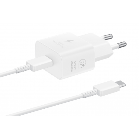 Samsung EP-T2510X - Power adapter - with data cable - 25 Watt - 3 A - PD 3.0, SFC, PD / PPS (24 pin USB-C) - on cable: USB-C - white - 2