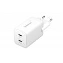 Intenso W40CC - Power adapter - GaN - 40 Watt - 3 A - PD 3.0, QC 4.0, PD / PPS - 2 output connectors (24 pin USB-C) - white