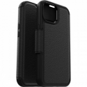 OtterBox Strada Series Folio - Flip cover for mobile phone - MagSafe compatibility - leather - shadow (black) - for Apple iPhone 15 Plus