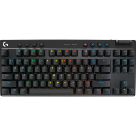 Logitech G PRO X TKL - Keyboard - tenkeyless - backlit - Bluetooth, LIGHTSPEED - QWERTY - German - key switch: Tactile - black - 3