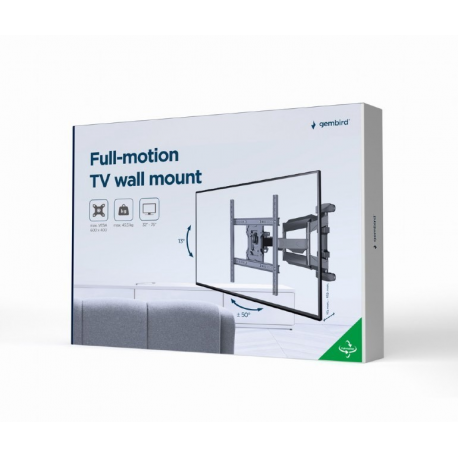 Gembird WM-75ST-01 - Mounting kit (wall mount) - for LCD TV - full motion - steel - screen size: 32"-75" - mounting interface: 600 x 400 mm - 6