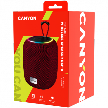 Canyon BSP-8 - Speaker - for portable use - wireless - Bluetooth - USB - 10 Watt - burgundy - 7