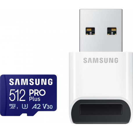 Samsung PRO Plus MB-MD512SB - Flash memory card - 512 GB - A2  /  Video Class V30  /  UHS-I U3  /  Class10 - microSDXC UHS-I - blue - 0