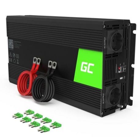 GREEN CELL Car Power Inverter 24V to 230V Mod Sine 1500W