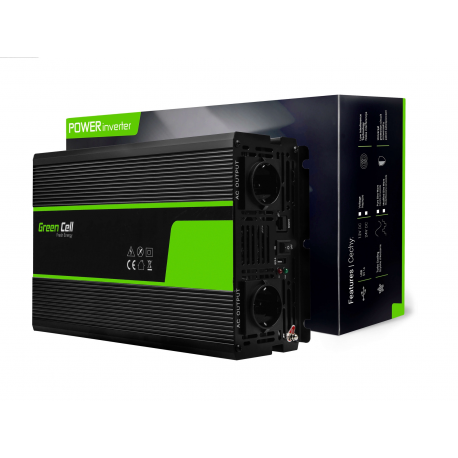 GREEN CELL Car Power Inverter 24V to 230V Mod Sine 1500W