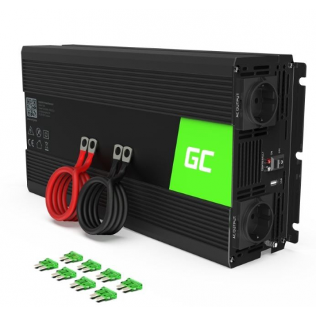 GREEN CELL Car Power Inverter 12V to 230V Mod Sine 1500W