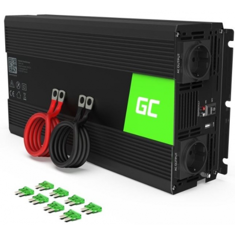 GREEN CELL Car Power Inverter 12V to 230V Mod Sine 1500W