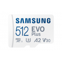 Samsung EVO Plus MB-MC512S - Flash memory card (microSDXC to SD adapter included) - 512 GB - A2  /  Video Class V30  /  UHS-I U3  /  Class10 - microSDXC UHS-I - white