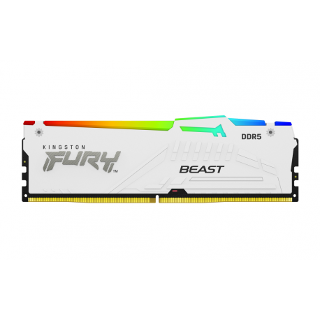 Kingston FURY Beast RGB - DDR5 - kit - 32 GB: 2 x 16 GB - DIMM 288-pin - 6000 MHz  /  PC5-48000 - CL30 - 1.4 V - unbuffered - on-die ECC - white - 1