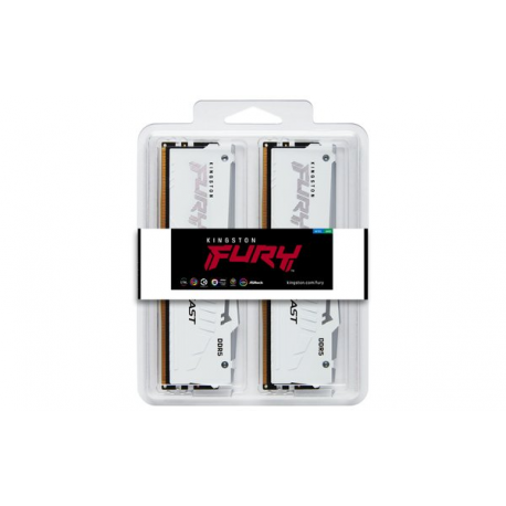 Kingston FURY Beast RGB - DDR5 - kit - 32 GB: 2 x 16 GB - DIMM 288-pin - 6000 MHz  /  PC5-48000 - CL30 - 1.4 V - unbuffered - on-die ECC - white - 14