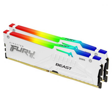 Kingston FURY Beast RGB - DDR5 - kit - 32 GB: 2 x 16 GB - DIMM 288-pin - 6000 MHz  /  PC5-48000 - CL30 - 1.4 V - unbuffered - on-die ECC - white - 22