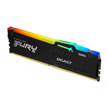 Kingston FURY Beast RGB - DDR5 - module - 32 GB - DIMM 288-pin - 6000 MHz  /  PC5-48000 - CL30 - 1.4 V - unbuffered - on-die ECC - black - 5