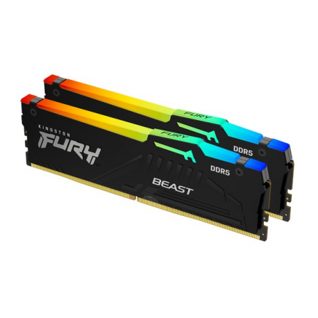 Kingston FURY Beast RGB - DDR5 - kit - 16 GB: 2 x 8 GB - DIMM 288-pin - 6000 MHz  /  PC5-48000 - CL30 - 1.4 V - unbuffered - on-die ECC - black - 36