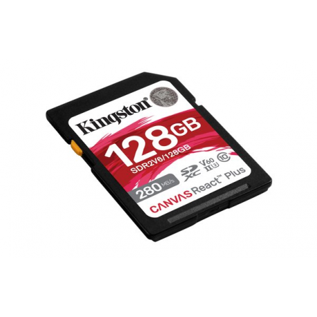 Kingston Canvas React Plus - Flash memory card - 128 GB - Video Class V60  /  UHS-II U3  /  Class10 - SDXC UHS-II - 6