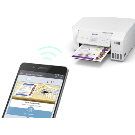 Epson EcoTank ET-2876 - Multifunction printer - colour - ink-jet - ITS - A4 (media) - up to 10 ppm (printing) - 100 sheets - USB, Wi-Fi - white - 1