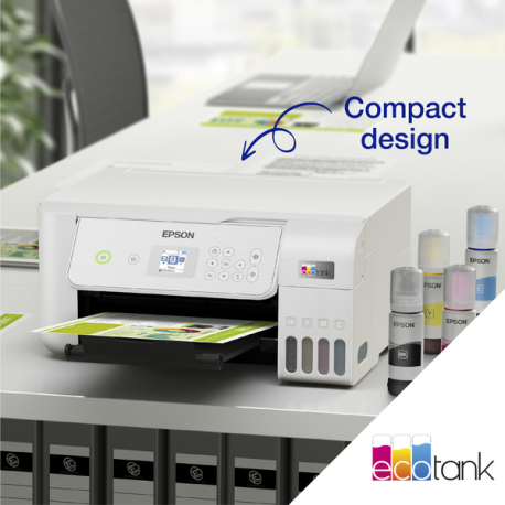 Epson EcoTank ET-2876 - Multifunction printer - colour - ink-jet - ITS - A4 (media) - up to 10 ppm (printing) - 100 sheets - USB, Wi-Fi - white - 16