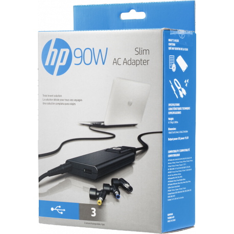 HP Slim - Power adapter - 90 Watt - for HP 250 G4; Chromebook 14; EliteBook 2570, 725 G2, 745 G2, 755 G2, 820 G1, 820 G2, 840 G1 - 0