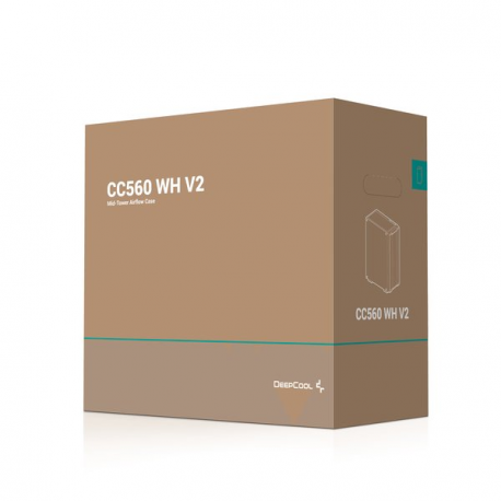 DeepCool CC560 WH V2 - Mid tower - ATX - windowed side panel (tempered glass) - no power supply (ATX / PS / 2) - white - USB / Audio - 2