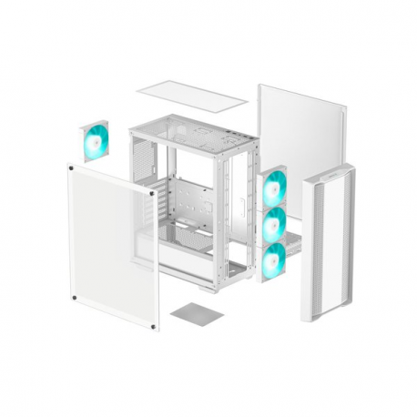 DeepCool CC560 WH V2 - Mid tower - ATX - windowed side panel (tempered glass) - no power supply (ATX / PS / 2) - white - USB / Audio - 11