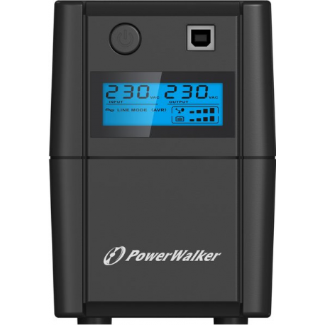 PowerWalker VI 650SE LCD - UPS - AC 230 V - 360 Watt - 650 VA - 7 Ah - USB - output connectors: 2 - black - 2