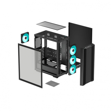DeepCool CC560 V2 - Mid tower - ATX - windowed side panel (tempered glass) - no power supply (ATX / PS / 2) - black - USB / Audio - 11