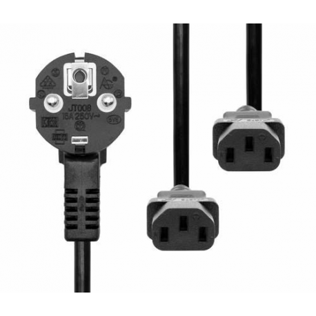 MicroConnect - Power splitter - IEC 60320 (M) to IEC 60320 (M) - 1.8 m - black - Germany, Sweden - 2