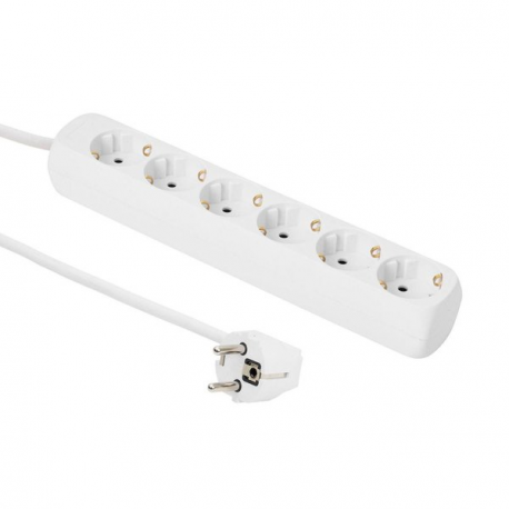 MicroConnect 6-Way Power - Power strip - input: power - output connectors: 6 - 3 m - white - 0