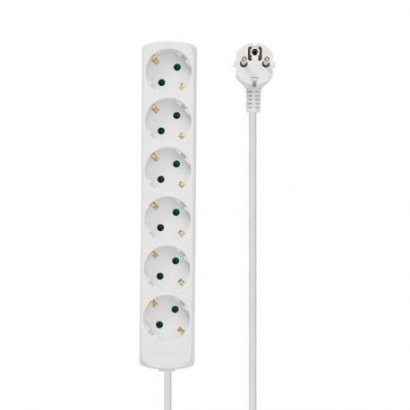 MicroConnect 6-Way Power - Power strip - input: power - output connectors: 6 - 3 m - white - 1