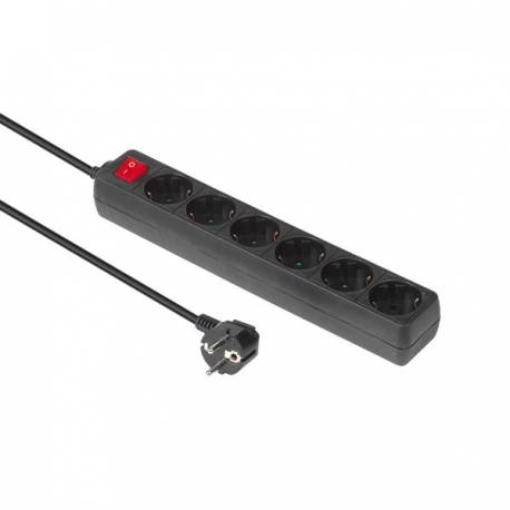 MicroConnect - Power strip - input: power - output connectors: 6 - 1.8 m - black - 0
