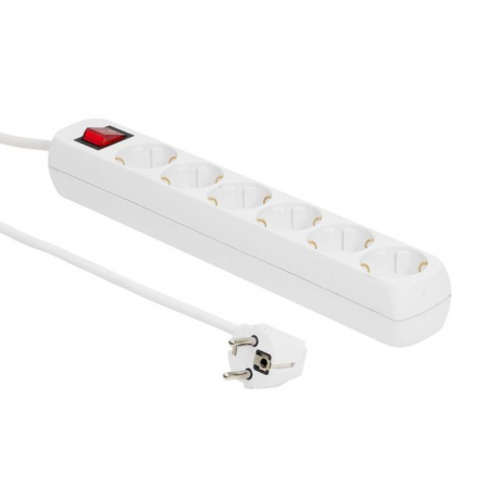 MicroConnect - Power strip - input: CEE 7 / 7 - output connectors: 6 - 1.8 m - white - 0
