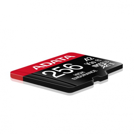 ADATA High Endurance - Flash memory card (microSDXC to SD adapter included) - 256 GB - A2 / Video Class V30 / UHS-I U3 / Class10 - microSDXC UHS-I - 10