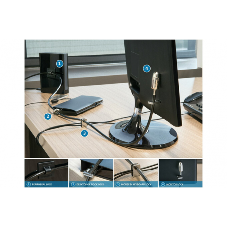 Kensington Desktop and Peripherals Standard Keyed Locking Kit 2.0 - Security cable lock - 2.4 m - 9
