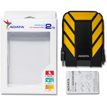 ADATA HD710P - Hard drive - 2 TB - external (portable) - 2.5" - USB 3.1 - yellow - 9