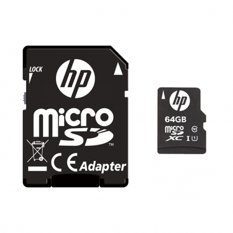 HP mi210 - Flash memory card (microSDXC to SD adapter included) - 64 GB - UHS-I U1  /  Class10 - microSDXC UHS-I - 6