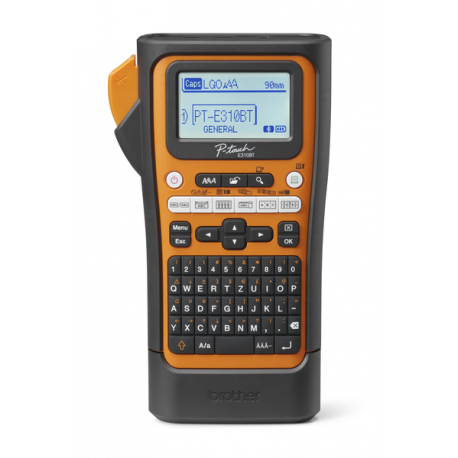 Brother P-Touch PT-E310BTVP - Labelmaker - B/W - thermal transfer - Roll (1.8 cm) - 180 dpi - up to 20 mm/sec - USB 3.0, Bluetooth 5.0 - cutter - print preview - orange, black - 8