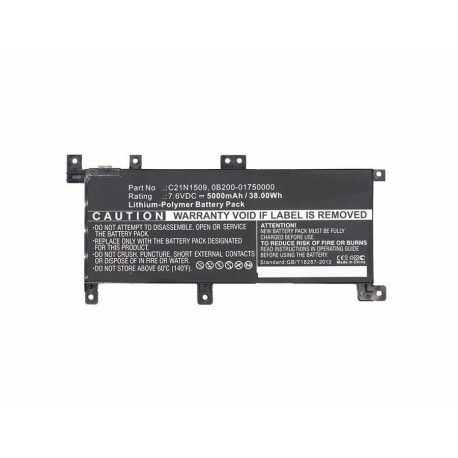 CoreParts - Laptop battery - lithium polymer - 5000 mAh - 38 Wh - black - for ASUS VivoBook X556UA; X556UQ; X556UR; X556UV; X556UB; X556UF; X556UJ - 1