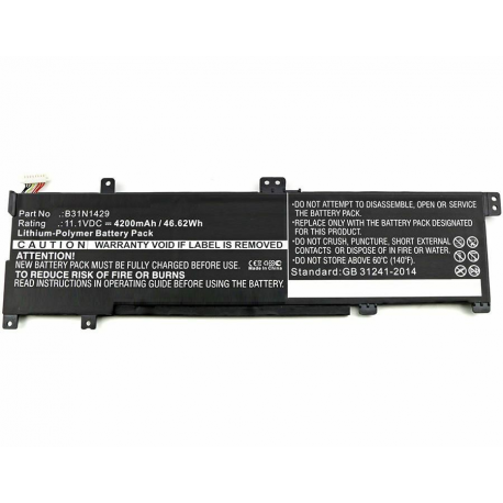 CoreParts - Laptop battery - lithium polymer - 4200 mAh - 46.6 Wh - black - for ASUS A501LB; A501UX - 0